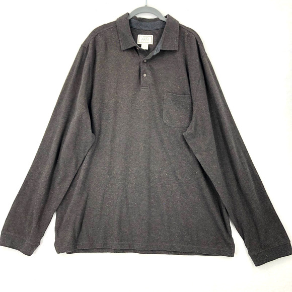 Jos. A. Bank Other - JoS A Banks 1905 Mens XXL Brown Donegal Polo Shirt 3 Button Long Sleeve Pocket